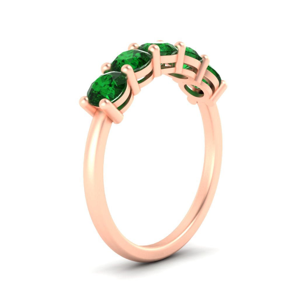 round-cut-5-stone-emerald-wedding-ring-2-carat-in-rose-gold-FDENS141ROBGEMGRANGLE2-2.00CT-NL-RG