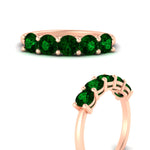 Load image into Gallery viewer, round-cut-5-stone-emerald-wedding-ring-2-carat-in-rose-gold-FDENS141ROBGEMGRANGLE3-2.00CT-NL-RG
