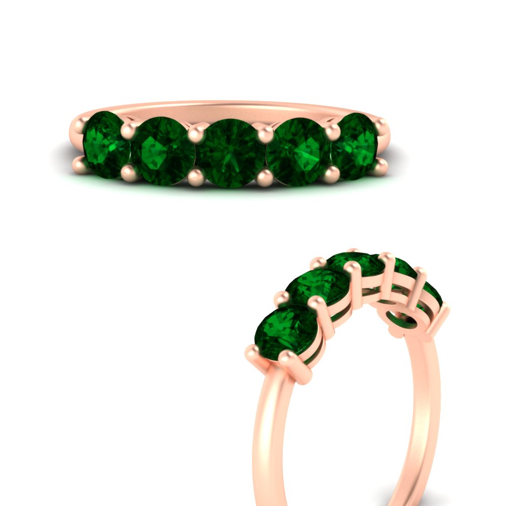 round-cut-5-stone-emerald-wedding-ring-2-carat-in-rose-gold-FDENS141ROBGEMGRANGLE3-2.00CT-NL-RG