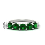 Load image into Gallery viewer, round-cut-5-stone-emerald-wedding-ring-2-carat-in-white-gold-FDENS141ROBGEMGR-2.00CT-NL-WG-HW
