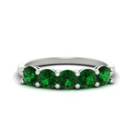 Load image into Gallery viewer, round-cut-5-stone-emerald-wedding-ring-2-carat-in-white-gold-FDENS141ROBGEMGR-2.00CT-NL-WG
