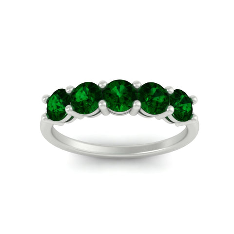round-cut-5-stone-emerald-wedding-ring-2-carat-in-white-gold-FDENS141ROBGEMGRANGLE5-2.00CT-NL-WG