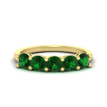 Load image into Gallery viewer, round-cut-5-stone-emerald-wedding-ring-2-carat-in-yellow-gold-FDENS141ROBGEMGR-2.00CT-NL-YG

