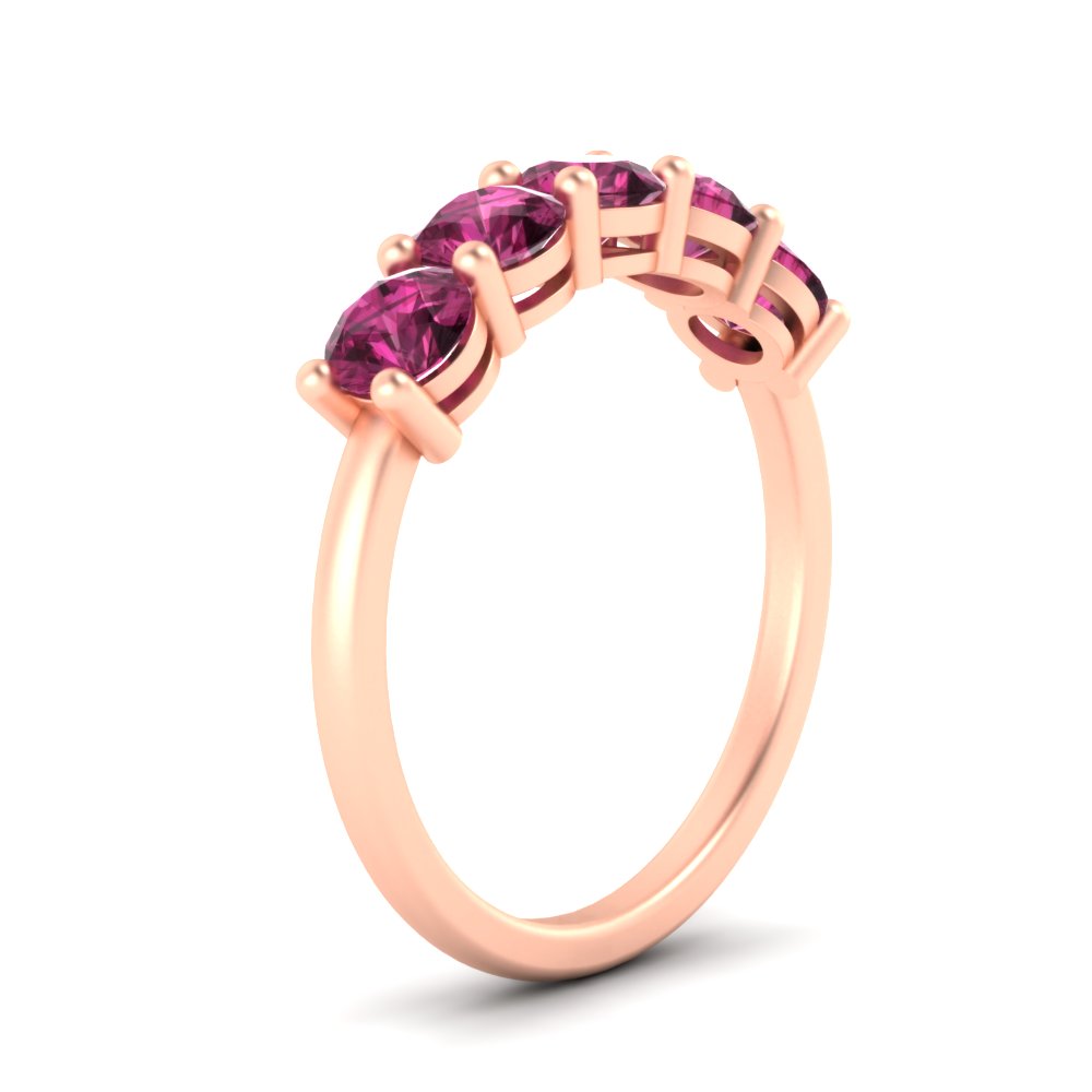 round-cut-5-stone-pink-sapphire-wedding-ring-2-carat-in-rose-gold-FDENS141ROBGSADRPIANGLE2-2.00CT-NL-RG