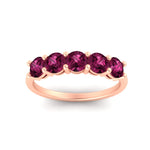 Load image into Gallery viewer, round-cut-5-stone-pink-sapphire-wedding-ring-2-carat-in-rose-gold-FDENS141ROBGSADRPIANGLE5-2.00CT-NL-RG
