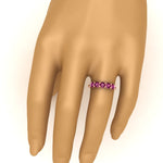 Load image into Gallery viewer, round-cut-5-stone-pink-sapphire-wedding-ring-2-carat-in-rose-gold-FDENS141ROBGSADRPIHAND-2.00CT-NL-RG
