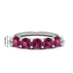 Load image into Gallery viewer, round-cut-5-stone-pink-sapphire-wedding-ring-2-carat-in-white-gold-FDENS141ROBGSADRPI-2.00CT-NL-WG-HW
