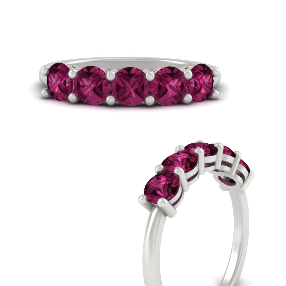 round-cut-5-stone-pink-sapphire-wedding-ring-2-carat-in-white-gold-FDENS141ROBGSADRPIANGLE3-2.00CT-NL-WG