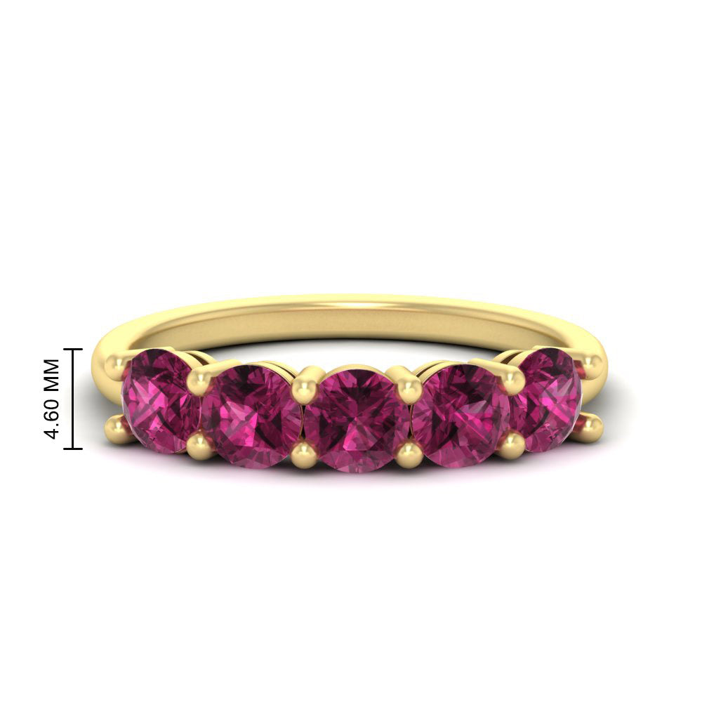 round-cut-5-stone-pink-sapphire-wedding-ring-2-carat-in-yellow-gold-FDENS141ROBGSADRPI-2.00CT-NL-YG-HW