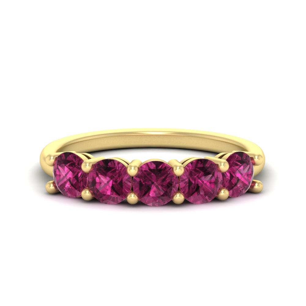 round-cut-5-stone-pink-sapphire-wedding-ring-2-carat-in-yellow-gold-FDENS141ROBGSADRPI-2.00CT-NL-YG