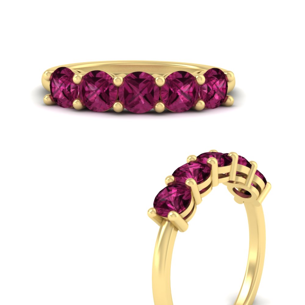 round-cut-5-stone-pink-sapphire-wedding-ring-2-carat-in-yellow-gold-FDENS141ROBGSADRPIANGLE3-2.00CT-NL-YG