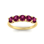 Load image into Gallery viewer, round-cut-5-stone-pink-sapphire-wedding-ring-2-carat-in-yellow-gold-FDENS141ROBGSADRPIANGLE5-2.00CT-NL-YG
