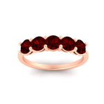 Load image into Gallery viewer, round-cut-5-stone-ruby-wedding-ring-2-carat-in-rose-gold-FDENS141ROBGRUDRANGLE5-2.00CT-NL-RG
