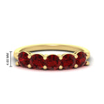 Load image into Gallery viewer, round-cut-5-stone-ruby-wedding-ring-2-carat-in-yellow-gold-FDENS141ROBGRUDR-2.00CT-NL-YG-HW
