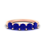 Load image into Gallery viewer, round-cut-5-stone-sapphire-wedding-ring-2-carat-in-rose-gold-FDENS141ROBGSABL-2.00CT-NL-RG
