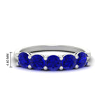 Load image into Gallery viewer, round-cut-5-stone-sapphire-wedding-ring-2-carat-in-white-gold-FDENS141ROBGSABL-2.00CT-NL-WG-HW
