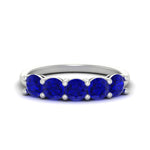 Load image into Gallery viewer, round-cut-5-stone-sapphire-wedding-ring-2-carat-in-white-gold-FDENS141ROBGSABL-2.00CT-NL-WG
