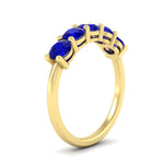 Load image into Gallery viewer, round-cut-5-stone-sapphire-wedding-ring-2-carat-in-yellow-gold-FDENS141ROBGSABLANGLE2-2.00CT-NL-YG
