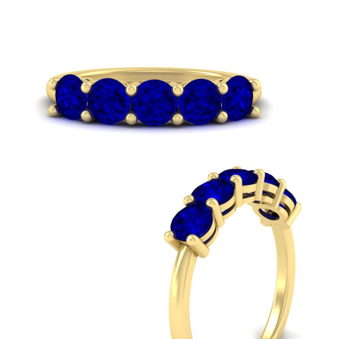 round-cut-5-stone-sapphire-wedding-ring-2-carat-in-yellow-gold-FDENS141ROBGSABLANGLE3-2.00CT-NL-YG