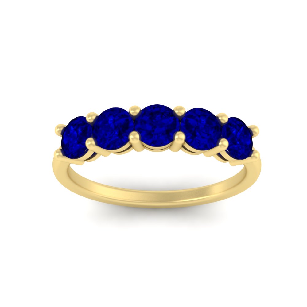 round-cut-5-stone-sapphire-wedding-ring-2-carat-in-yellow-gold-FDENS141ROBGSABLANGLE5-2.00CT-NL-YG