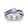 Load image into Gallery viewer, round-cut-Infinity-twist-diamond-matching-bridal-set-with-blue-sapphire-in-14K-white-gold-FD8253ROGSABL-NL-WG