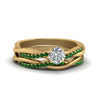Load image into Gallery viewer, round-cut-Infinity-twist-diamond-matching-bridal-set-with-emerald-in-14K-yellow-gold-FD8253ROGEMGR-NL-YG