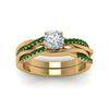 Load image into Gallery viewer, round-cut-Infinity-twist-diamond-matching-bridal-set-with-emerald-in-14K-yellow-gold-FD8253ROGEMGR-NL-YG