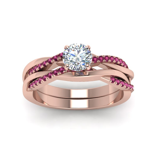 round-cut-Infinity-twist-diamond-matching-bridal-set-with-pink-sapphire-in-14K-rose-gold-FD8253ROGSADRPI-NL-RG