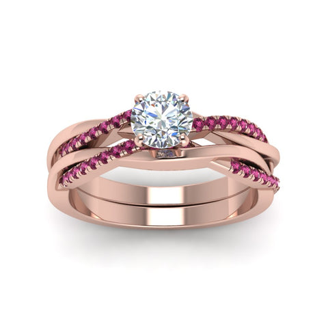 round-cut-Infinity-twist-diamond-matching-bridal-set-with-pink-sapphire-in-14K-rose-gold-FD8253ROGSADRPI-NL-RG