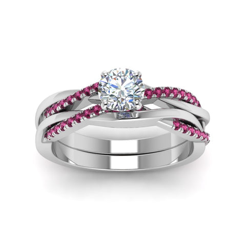 round-cut-Infinity-twist-diamond-matching-bridal-set-with-pink-sapphire-in-14K-white-gold-FD8253ROGSADRPI-NL-WG