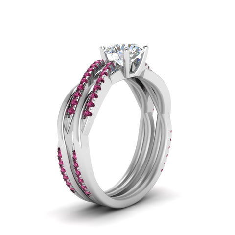 round-cut-Infinity-twist-diamond-matching-bridal-set-with-pink-sapphire-in-14K-white-gold-FD8253ROGSADRPI-NL-WG