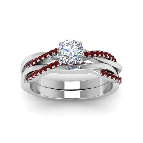 round-cut-Infinity-twist-diamond-matching-bridal-set-with-ruby-in-14K-white-gold-FD8253ROGRUDR-NL-WG