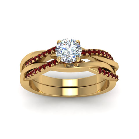 round-cut-Infinity-twist-diamond-matching-bridal-set-with-ruby-in-14K-yellow-gold-FD8253ROGRUDR-NL-YG