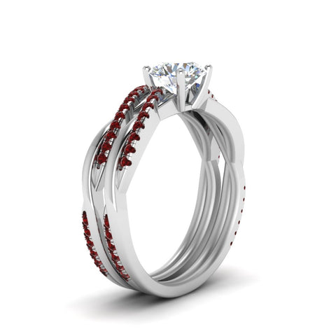 round-cut-Infinity-twist-diamond-matching-bridal-set-with-ruby-in-14K-white-gold-FD8253ROGRUDR-NL-WG