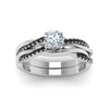 Load image into Gallery viewer, round-cut-Infinity-twist-matching-bridal-set-with-black-diamond-in-14K-white-gold-FD8253ROGBLACK-NL-WG
