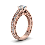 Load image into Gallery viewer, round-cut-antique-filigree-diamond-ring-in-18K-rose-gold-FDENS3543RORANGLE2-NL-RG