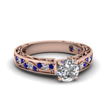Load image into Gallery viewer, round-cut-antique-filigree-diamond-ring-with-blue-sapphire-in-18K-rose-gold-FDENS3543RORGSABL-NL-RG_313e1c23-035a-49d4-a0ea-408f3a58d115
