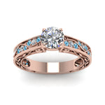 Load image into Gallery viewer, round-cut-antique-filigree-diamond-ring-with-ice-blue-topaz-in-14K-rose-gold-FDENS3543RORGICBLTOANGLE5-NL-RG_864da978-6fbb-4649-b96e-2f458eb736a9
