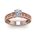 Load image into Gallery viewer, round-cut-antique-filigree-diamond-ring-with-orange-sapphire-in-14K-rose-gold-FDENS3543RORGSAORANGLE5-NL-RG