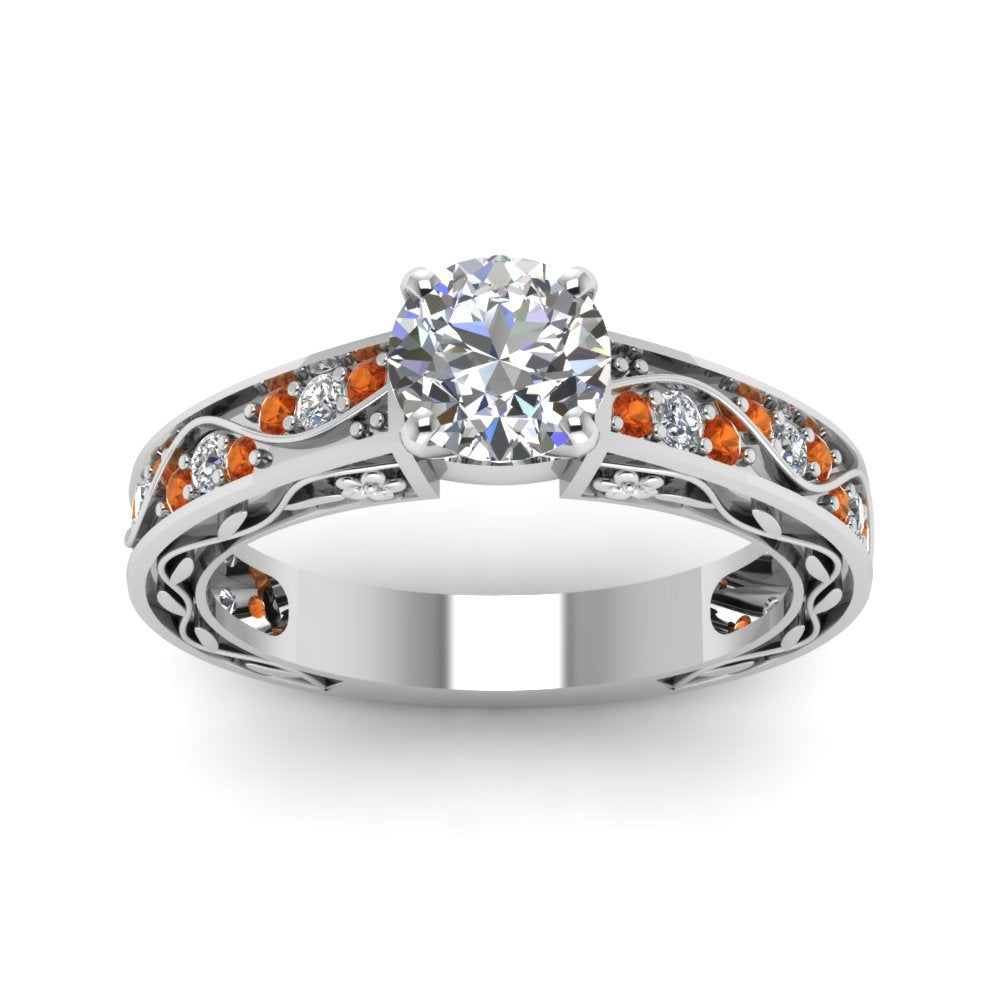 round-cut-antique-filigree-diamond-ring-with-orange-sapphire-in-14K-white-gold-FDENS3543RORGSAORANGLE5-NL-WG
