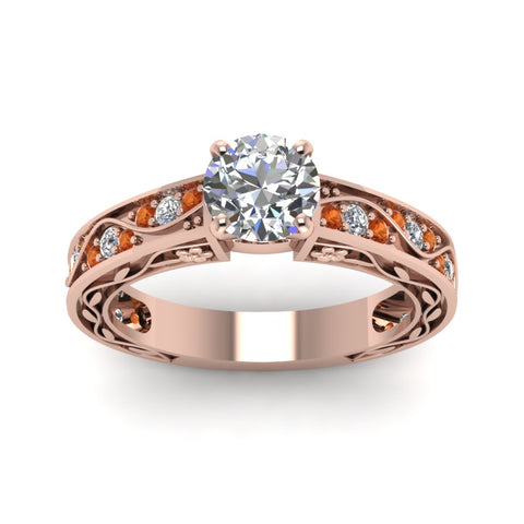 round-cut-antique-filigree-diamond-ring-with-orange-sapphire-in-18K-rose-gold-FDENS3543RORGSAORANGLE5-NL-RG