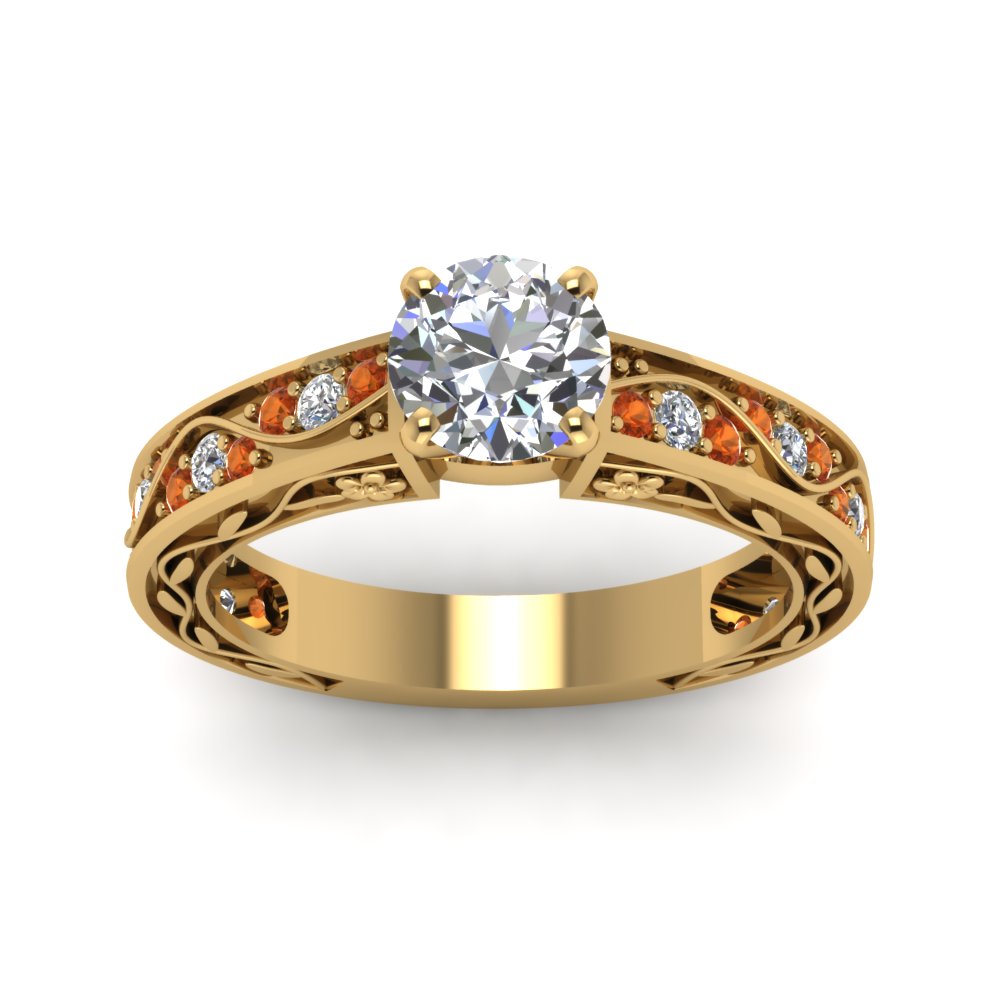 round-cut-antique-filigree-diamond-ring-with-orange-sapphire-in-18K-yellow-gold-FDENS3543RORGSAORANGLE5-NL-YG_b8c3aff1-182e-4a31-84c6-711bfb84a19c