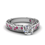 Load image into Gallery viewer, round-cut-antique-filigree-diamond-ring-with-pink-sapphire-in-18K-white-gold-FDENS3543RORGSADRPI-NL-WG_a426bc80-f18f-4ab0-895b-765a5652b93a

