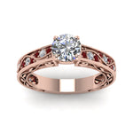 Load image into Gallery viewer, round-cut-antique-filigree-diamond-ring-with-ruby-in-18K-rose-gold-FDENS3543RORGRUDRANGLE5-NL-RG