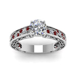 Load image into Gallery viewer, round-cut-antique-filigree-diamond-ring-with-ruby-in-950-platinum-FDENS3543RORGRUDRANGLE5-NL-WG_07ef825f-7743-4095-b283-339e0442c39f
