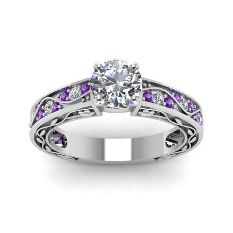 round-cut-antique-filigree-diamond-ring-with-violac-topaz-in-14K-white-gold-FDENS3543RORGVITOANGLE5-NL-WG