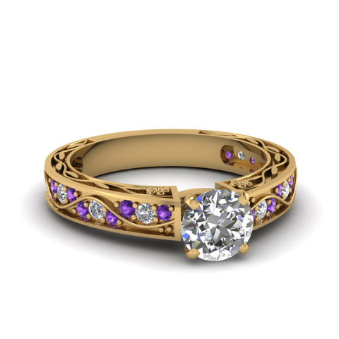 round-cut-antique-filigree-diamond-ring-with-violac-topaz-in-14K-yellow-gold-FDENS3543RORGVITO-NL-YG