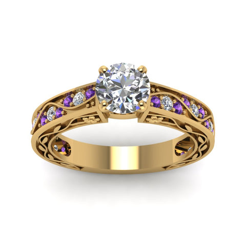 round-cut-antique-filigree-diamond-ring-with-violac-topaz-in-14K-yellow-gold-FDENS3543RORGVITOANGLE5-NL-YG