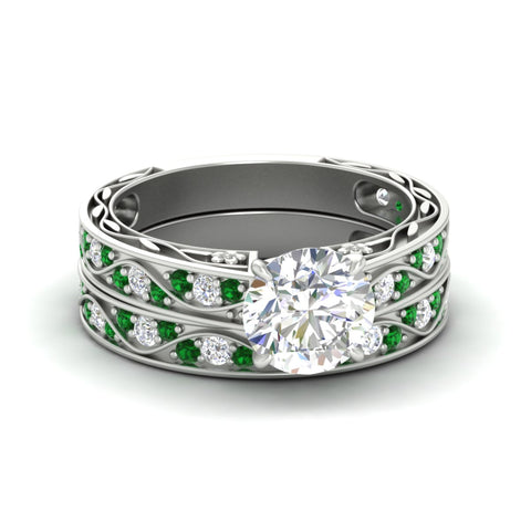 round-cut-antique-filigree-emerald-bridal-ring-set-in-white-gold-fdens3543rogemgrsleep-nl-wg.jpg