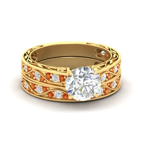 round-cut-antique-filigree-orange-sapphire-bridal-ring-set-in-yellow-gold-fdens3543rogsaorsleep-nl-yg.jpg